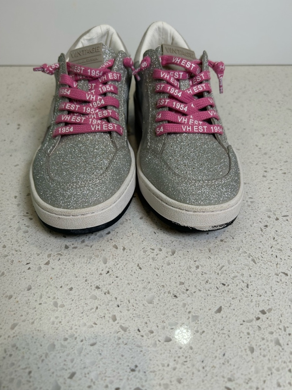 VINTAGE HAVANA Silver Checkered Harlow SNEAKERS Size 7 - Picture 4 of 9